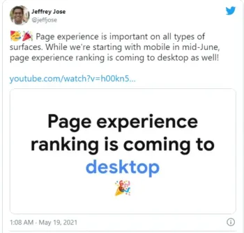 page experience to desktop